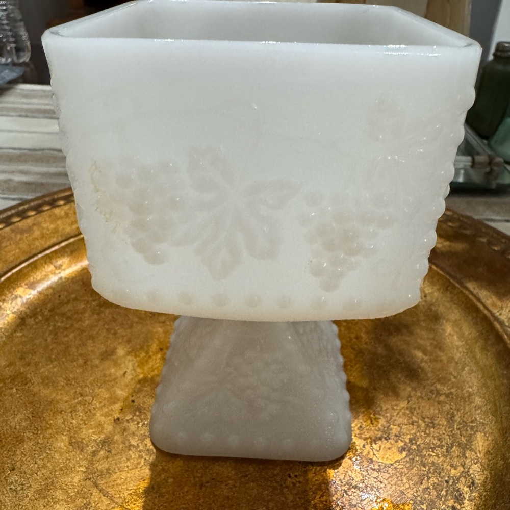 White Milk Glass Pedestal Bowl - Picture 3 of 6
